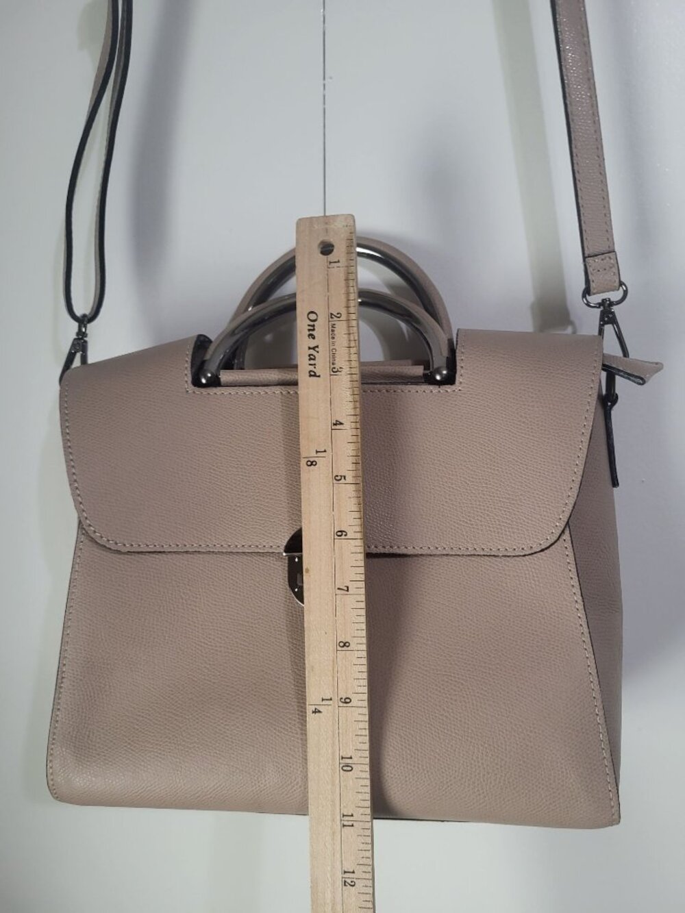 Piumelli Milano Italy Double Top Handle Leather Bag Neutral Silver Tone Hardware - Picture 6 of 12